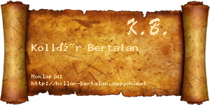 Kollár Bertalan névjegykártya